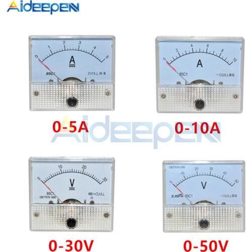 DC Analog Panel Voltmeter Ammeter Amp Volt Meter Gauge 85C1 30V 50V 5A 10A