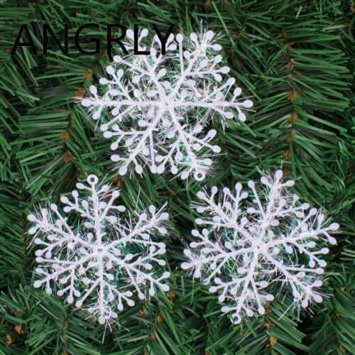 ANGRLY 9 Pcs/Kits Christmas Tree White Snowflake Charms Holiday Party Festival Ornaments Decor Bulk Snow Christmas Decorations