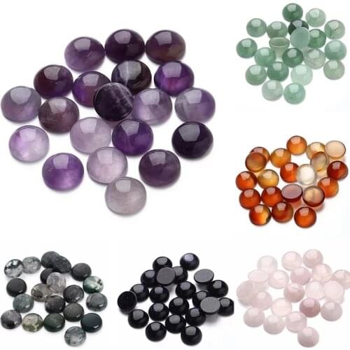 10-30pcs/lot 6/8/10/12mm Purple Amethysts Natural Stone Beads Round Loose Beads Cabochon Cameo Pendants Base Tray For Jewelry