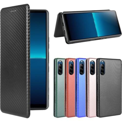 Carbon Fiber PC+TPU Luxury Flip leather Phone case For Sony Xperia L4 Case For Sony Xperia L4 XperiaL4 SonyL4 Case Cover