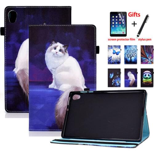 Cartoon Cat Case For Lenovo Tab M10 FHD Plus 2nd Gen Cover TB-X306X X306F X505F X505L X505X X605F X606F Funda Stand Shell +Gift