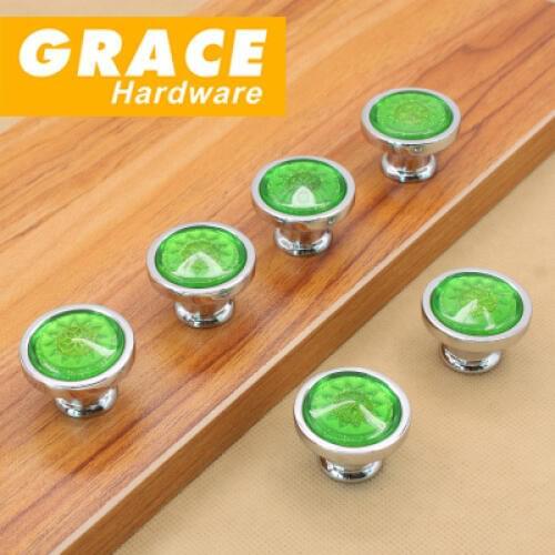 Color Crystal Handle Silver Drawer Cabinet Handle Cabinet Door Modern Furniture Hardware Accessories(D:32mm)