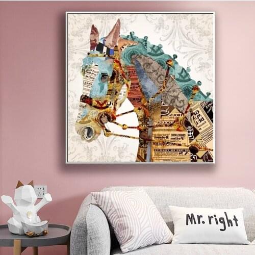 Living Room Decoration Interior Abstract Retro Animal Poster Canvas Painting Retro Picture Horse