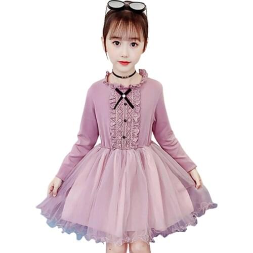 Girls Pricenss Dress Mesh Dress Girls Lace Floral Children Party Dresses Spring Autumn Costume For Girls