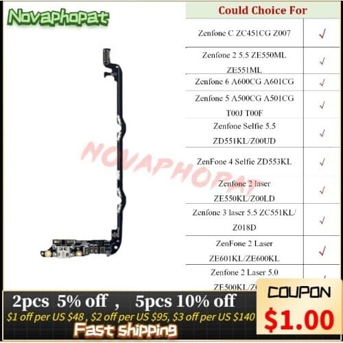 For Asus Zenfone 2 3 Laser 4 Selfie C 5 6 ZE500KL ZE550KL ZE600KL ZE601KL Z01BD USB Dock Charging Charger Port Flex Cable Board