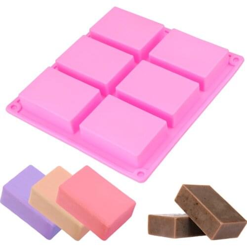 6 Cavity Handmade Soap Mould Tray DIY Rectangle Silicone Soap Mold 3D Plain Soap Mold Handicrafts DIY Tools