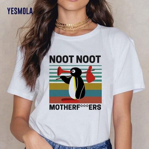 YESMOLA Noot Noot Pingu T Shirt Cute Anime T-shirt Women/men Kawaii Cartoon Hip Hop Fuuny Hot Tv Harajuku Nootnoot Graphic Tees