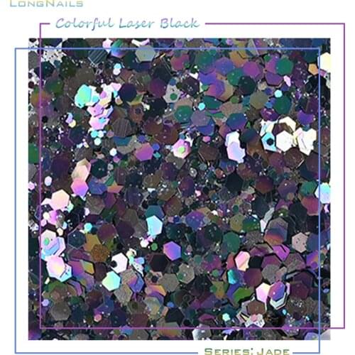 0.2-3mm Holographic Matte-Jade Glitter Chunky 50g Gloss Mixed Hexagon Face,Body,Eye Sparkly Flakes Slices Nailarts Glitter 20MD6