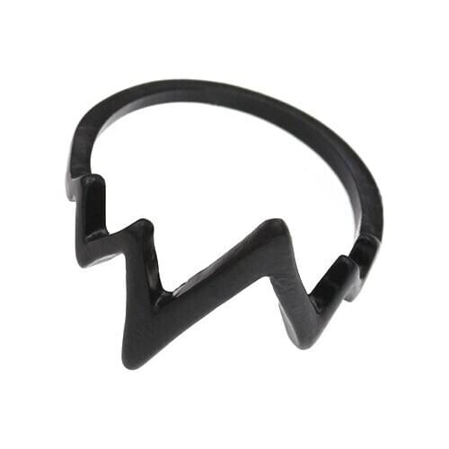 Lightning Ring ECG Heartbeat Rings Gold Silver Black Charm Women Men Fashion Jewelry Finger Accessories