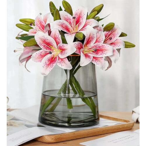 Lily Artificial Flower Home Wedding Decoration White Artificial Flower Garden Decoration Floral Ornament