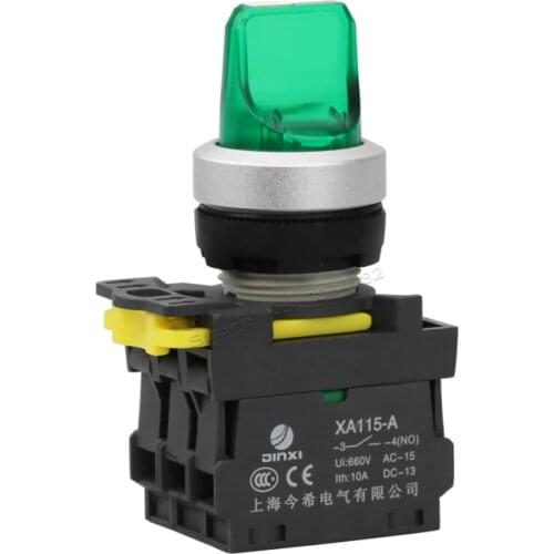 Momentary illuminated selector push button switch LED lamp 2NO switch XA115-A2-20XSD 3 position rotary switch NEW