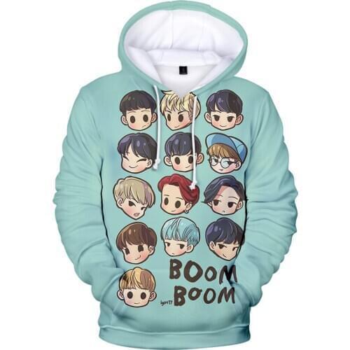 Cute Cool Hooded Sweatshirts Seventeen 3D Kpop Creative Hoodies Male/Female Popular Streetwear Hoodies Casual Trendy Clothes