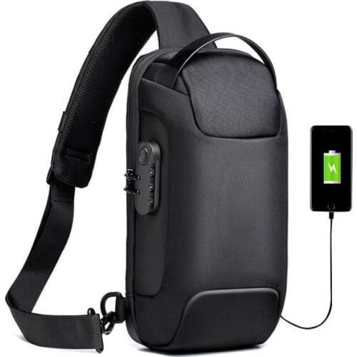 Chest Bag Mens Waterproof USB Oxford Crossbody Bag Anti-theft Shoulder Sling Multifunction Short Travel Messenger Chest Pack