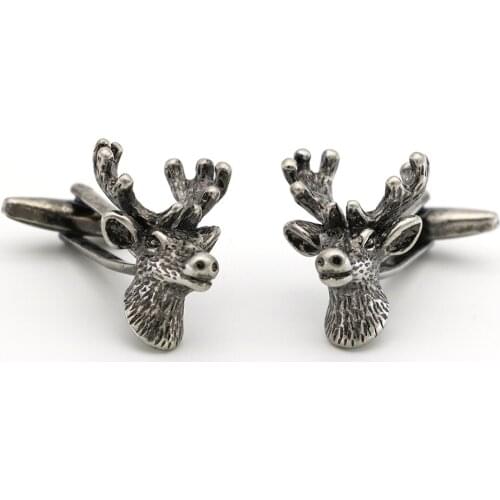 Mens Deer Cuff Links Copper Material Vintage Black Color