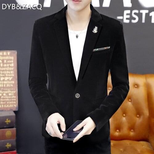 Suit mens fashion velveteen casual small suit youth Korean style self-cultivation trend gold velvet single western jacket jacke