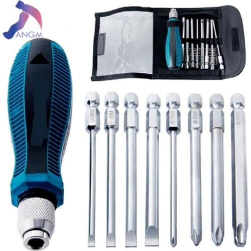 9pcs Mini Multi-function Screwdriver Set with Magnetic Cross-shaped Precision Screwdriver Combination Repair Tool