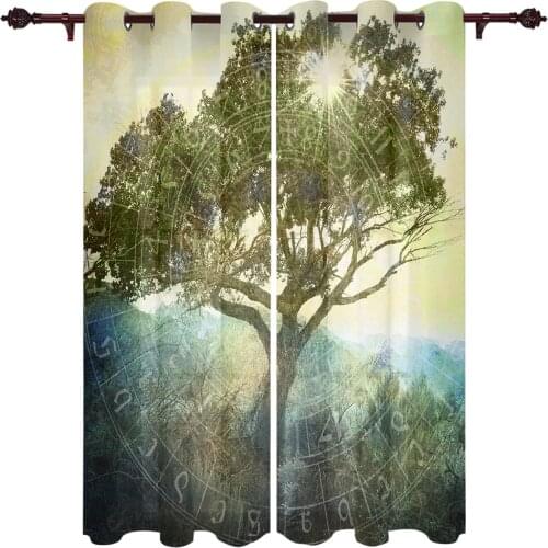 Shrine Arbor Tree Valance Curtains Half Blackout For Living Room Study Bedroom Outdoor Large Windows Custom Cotton Linen