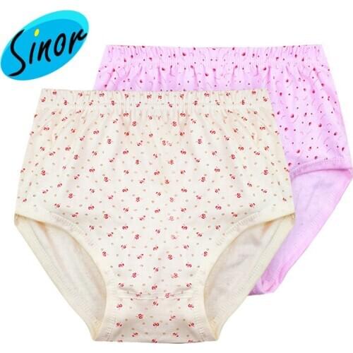 Middle Aged and Elderly People Womens Cotton Mother Underwear Plus-sized High Waist Grandma Old Lady Loose Old Boxers
