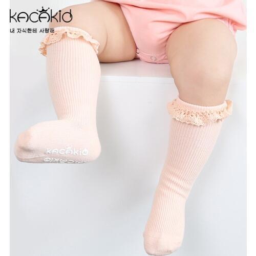 Kacakid Socks Kids Warm Autumn Winter Spring Summer Lace Newborn Baby Girl Socks Cotton Infant Baby Knee High Socks