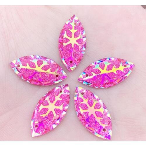 New 11*24mm Flatback Resin Rhinestone horse eye button snowflake for Christmas gems 2 holes 200pcs/lot -A503*5