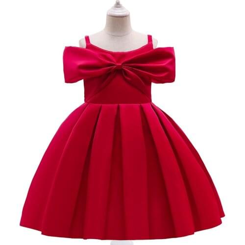 3-10y Kids Girls Trailing Satin Fabric Flower Wedding Dress Party Pageant Gown/ Prom Dress