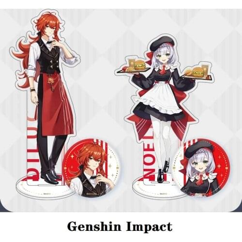 Project Joint KFC Different World Cosplay DIY Accessories Game Genshin Impact Diluc Noelle Anime Badge Acrylic Stand Postcard