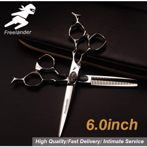 6.0 sale Silver Japanese Hair Scissors Cheap Hairdressing Scissors Shears Hairdresser Shaver Haircut Scissors Model Number Teeth