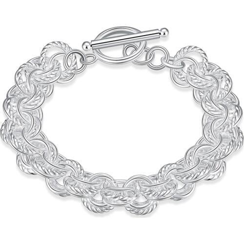 Selling 925 sterling silver accessories fashion round silver chain bracelet bohemian style womens jewelry