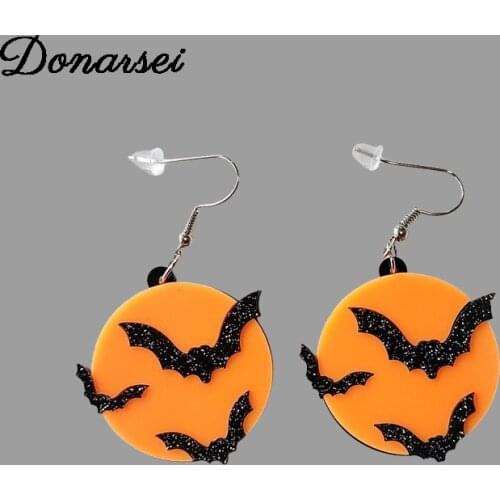 Donarsei Halloween Bat Drop Earrings For Women Hallowmas Costume Cosplay Dangle Earrings Party