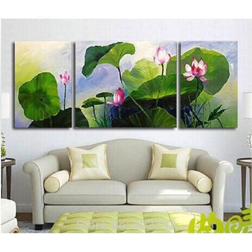 Modern fashion abstract oil painting on canvas green lotus flower for porch decoration paintings NO frame