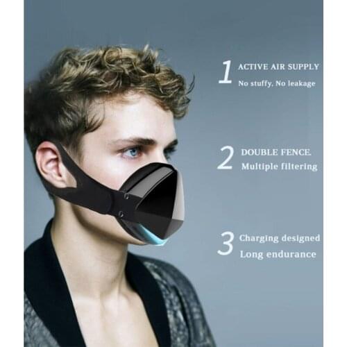Deluxe Edition Smart Electric Mask Dustproof Formaldehyde Cycle Sports Mask Reusable Outdoor Air Breathing Purifier Black White