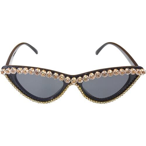Vintage Cateye Crystal Frame Sunglasses Women Sexy Retro Small Cat Eye Sun Glasses Eyewear For Female Oculos De Sol