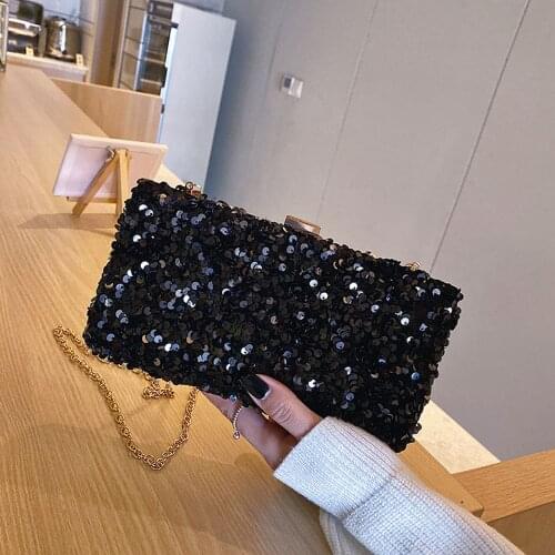 Women Multicolour Silver Glitter Shinny Sequin Evening Bag Fashion Popular Chain Bag Flashy Purse Wedding Crossbody Handbags