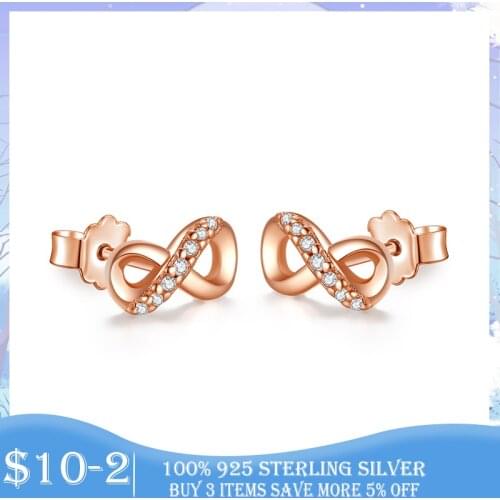 Hot Sale infinite Love Earrings 925 Sterling Silver Infinity Stud Earrings For Women New Fashion Sterling Silver Jewelry Gift