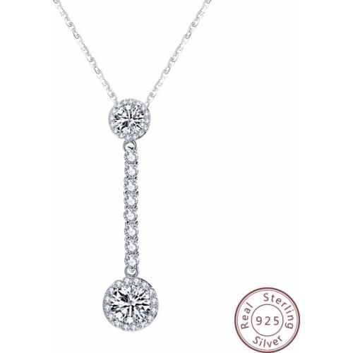 Ethnic 925 Sterling Silver Necklaces for Women With Long Pendant Shiny 5a Zircon Female Wedding Party jewelry Girls Gift