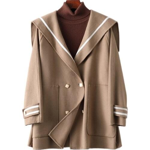 Genuine Blended Wool Fur Coat Autumn Winter Women Jacket Suit LF21023HH