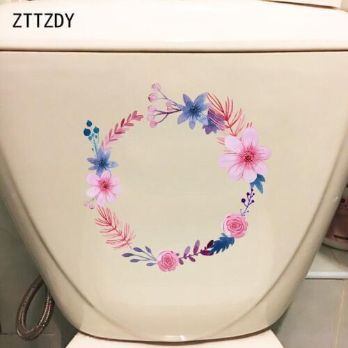 ZTTZDY 20.7*20.8CM Watercolor Garland Home Rooms Wall Decals Decor Creative WC Toilet Sticker T2-0264