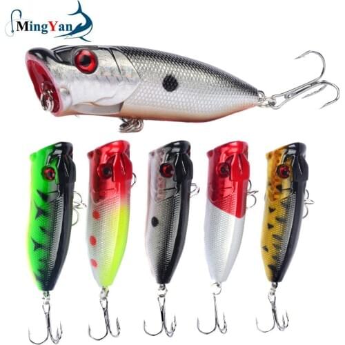 1pcs Fishing Lures Topwater Popper Bait 6.5cm 12g Hard Bait Artificial Wobblers Plastic Fishing Tackle with 6# Hooks