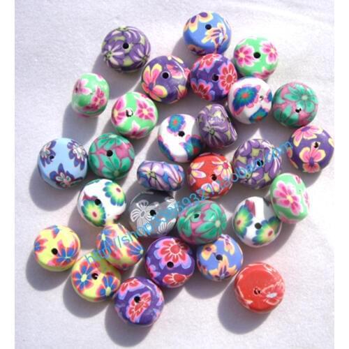 50PCS DIY Jewelry Making Department Necklace Bracelet Accessories 12MM Mix Color Polymer Clay Wheel Beads Mix Color Slice