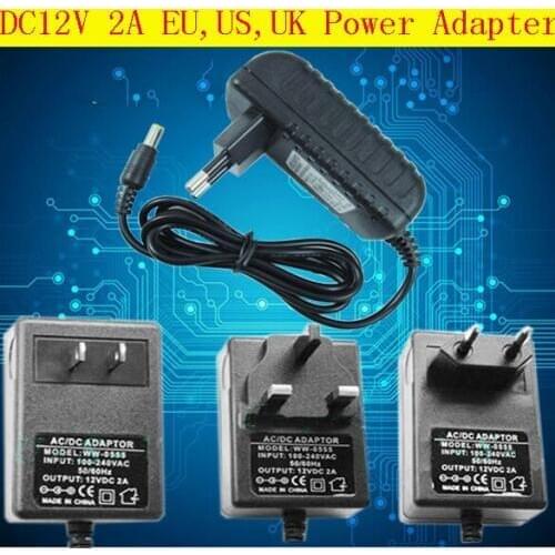 AC110V-240V Converter Adapters US Plug/UK Plug/EU plug 24W Adapter Power Supply 12V 2A Transformer for 5050 5630 3528 LED Strip