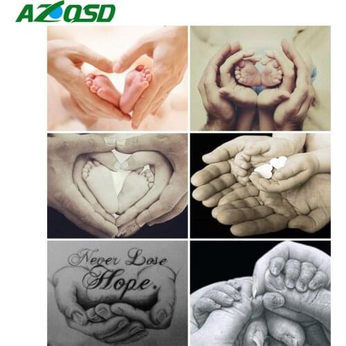 AZQSD Diamond Painting Love Hand Family Cross Stitch Full Drill Diamond Embroidery Portrait Mosaic Rhinestones Decor For Home