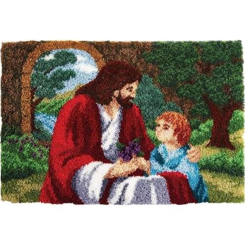 Large Latch Hook Rug Kit for Adults Icon Latch Hook Kits with Printed Canvas Crochet Hook Embroidery Mat Kit Handmade