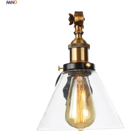 IWHD Loft Decor Retro Wall Lights For Home Lighting Bedroom Stair Glass Industrial Wall Lamp Vintage Edison Style Lighting