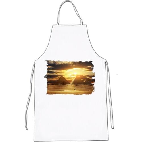 MERCHANDMANIA apron pyramid Egypt GIZA sunset home kitchen cooking white polyester fiber custom offer