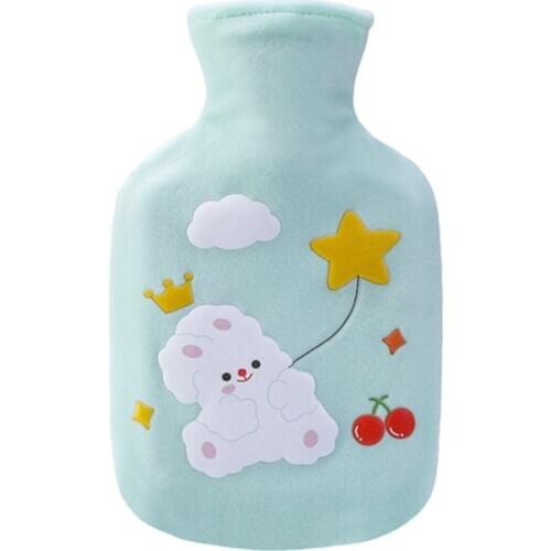 Hot Water Bottle Hand Warmer Velvet Irrigation Rubber For Winter Cute Embroidery Pattern Comfortable Soft Cover Lasting Warmth