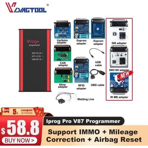 Iprog+ v85 Key Programmer Support IMMO + Mileage Correction + Airbag Reset Iprog Pro Till 2019 Replace Carprog/Digiprog/Tango