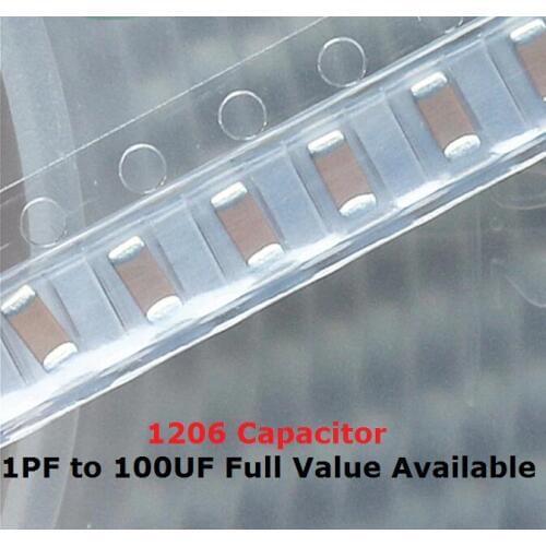100PCS 1206 capacitor kit 104 103 223 473 224 472 k/m/z 50V 4.7NF 10NF 22NF 47NF 100NF 220NF 0.22/0.01/0.022/0.047/0.1/uf X7R