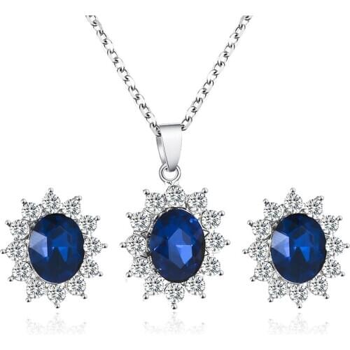 Fashion Set Jewelry Sun Flower Zircon Earrings Pendant Necklace Two-piece Womens Party Birthday Gift