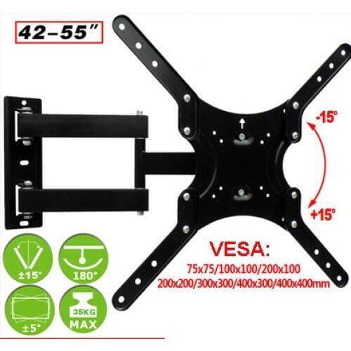 42-55" TV Mount Bracket Retractable Full Motion 3Arms LCD Wall Mount VESA 400mm EML-S44