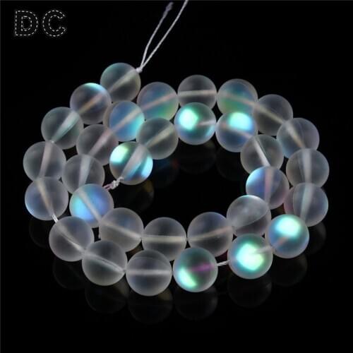DC 1Strand/lot Round Beads Matte White Crystal Glass Beads Glow Loose Spacer Beads Jewelry Accessories Jewelry Making Supplies